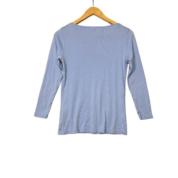 Vineyard Vines Womens Round Neck Long Sleeves Top Sz Small Blue Pima Modal Blend - Picture 7 of 7